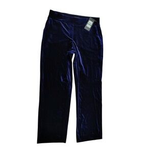 Jones New York Womens Velvet Wide Leg Pants Sapphire Blue Size L